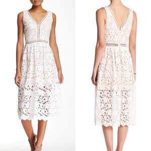 NWOT Just Me White Crochet‎ Lace Midi Dress Sleeveless